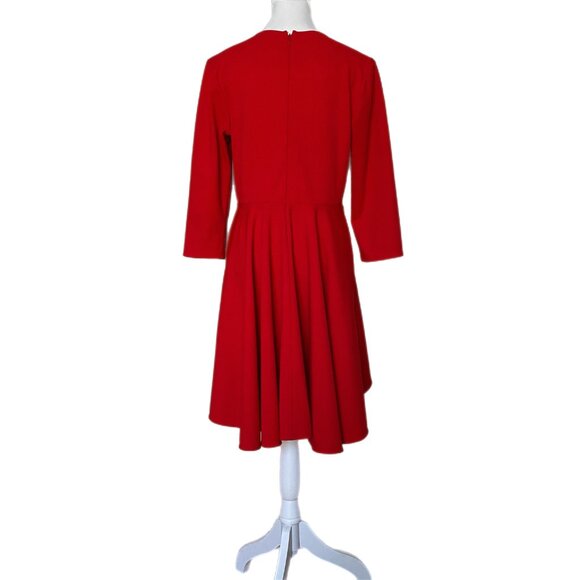 Express Women's Red Long Sleeve Hi Low Fit and Flare Dress Size Large  94% Polye - Picture 5 of 5